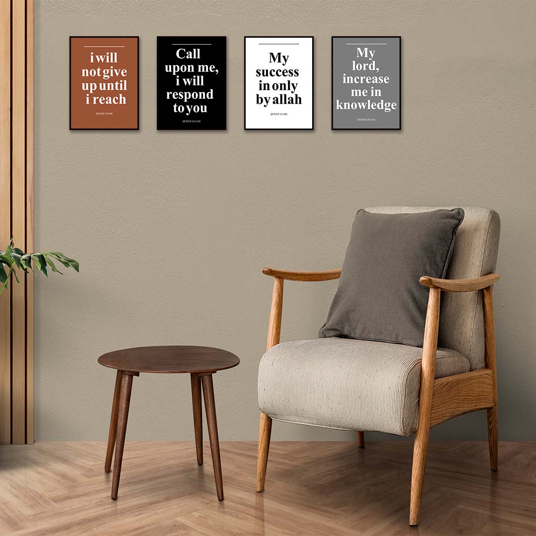 Motivational Quote Wall Framed Painting Set of 4 For Office